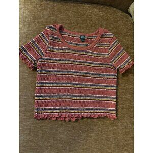 Wild Fable Womens Smocked Striped Crop Top Size L